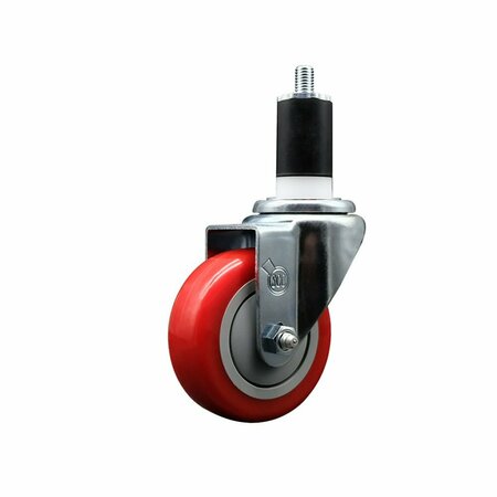 SERVICE CASTER 3.5'' Red Poly Wheel Swivel 1-1/2'' Expanding Stem Caster SCC-EX20S3514-PPUB-RED-112